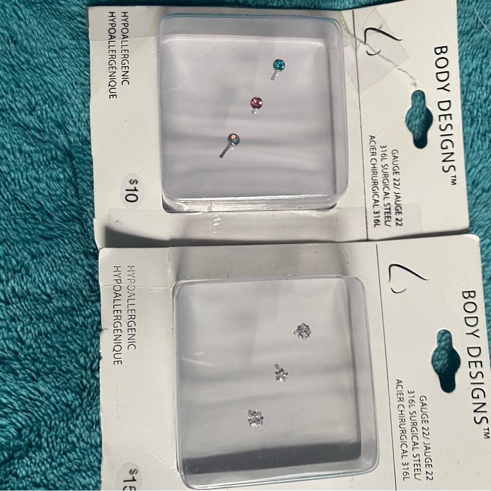 Hypoallergenic Surgical Steel Nose Studs - Multicolor